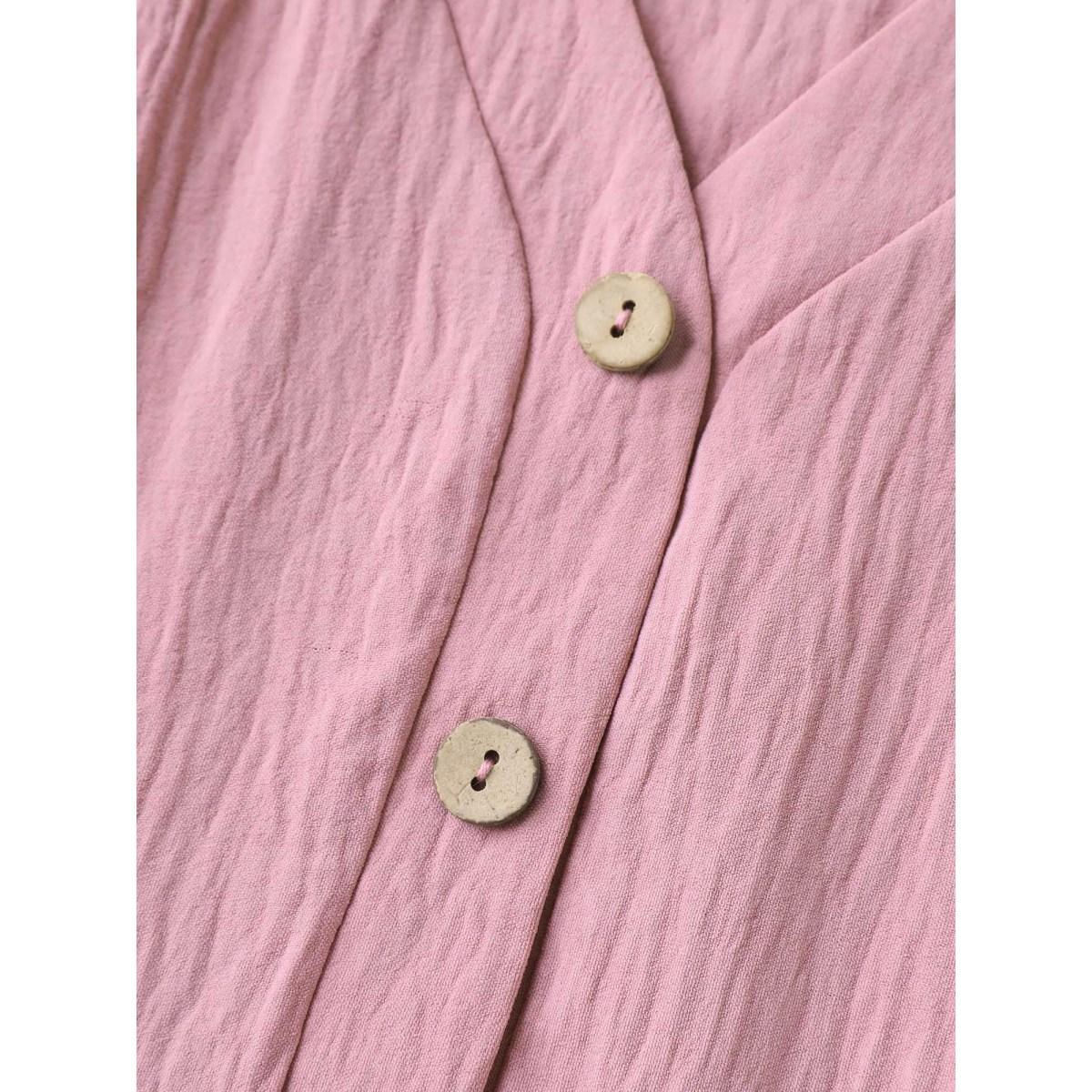 Plus Size Layered Ruffled Sleeve Fake Placket Midi Dress Blush Women V-neck Cap Sleeve Curvy BloomChic 30/6X Product Image