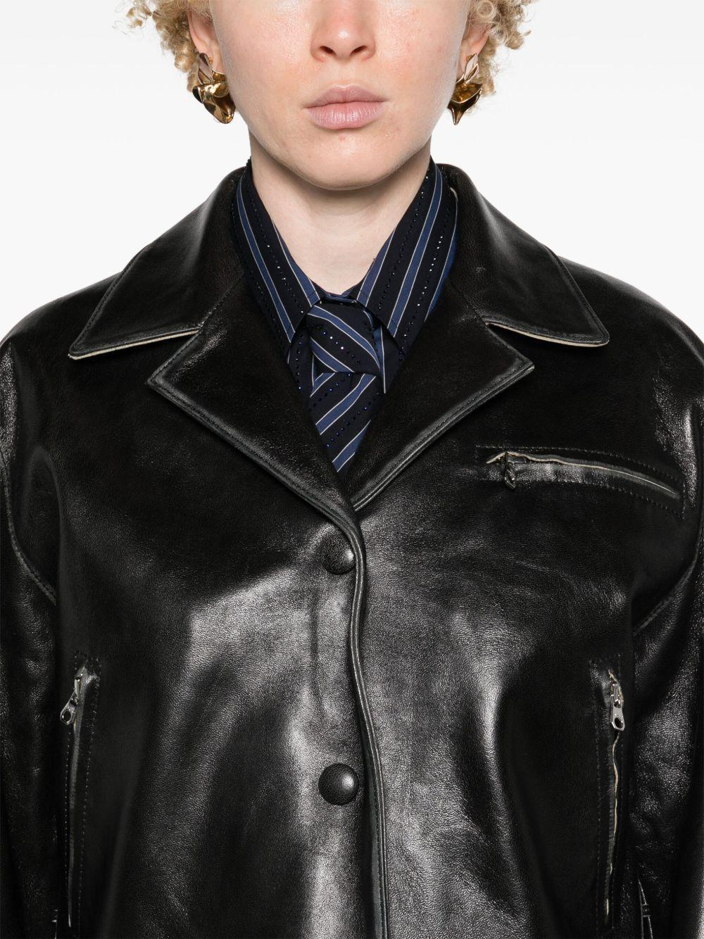 distressed leather jacket Product Image