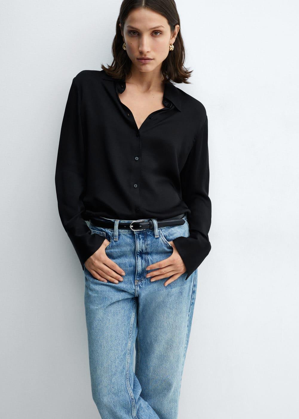 Mango Womens Satin Finish Flowy Shirt Product Image