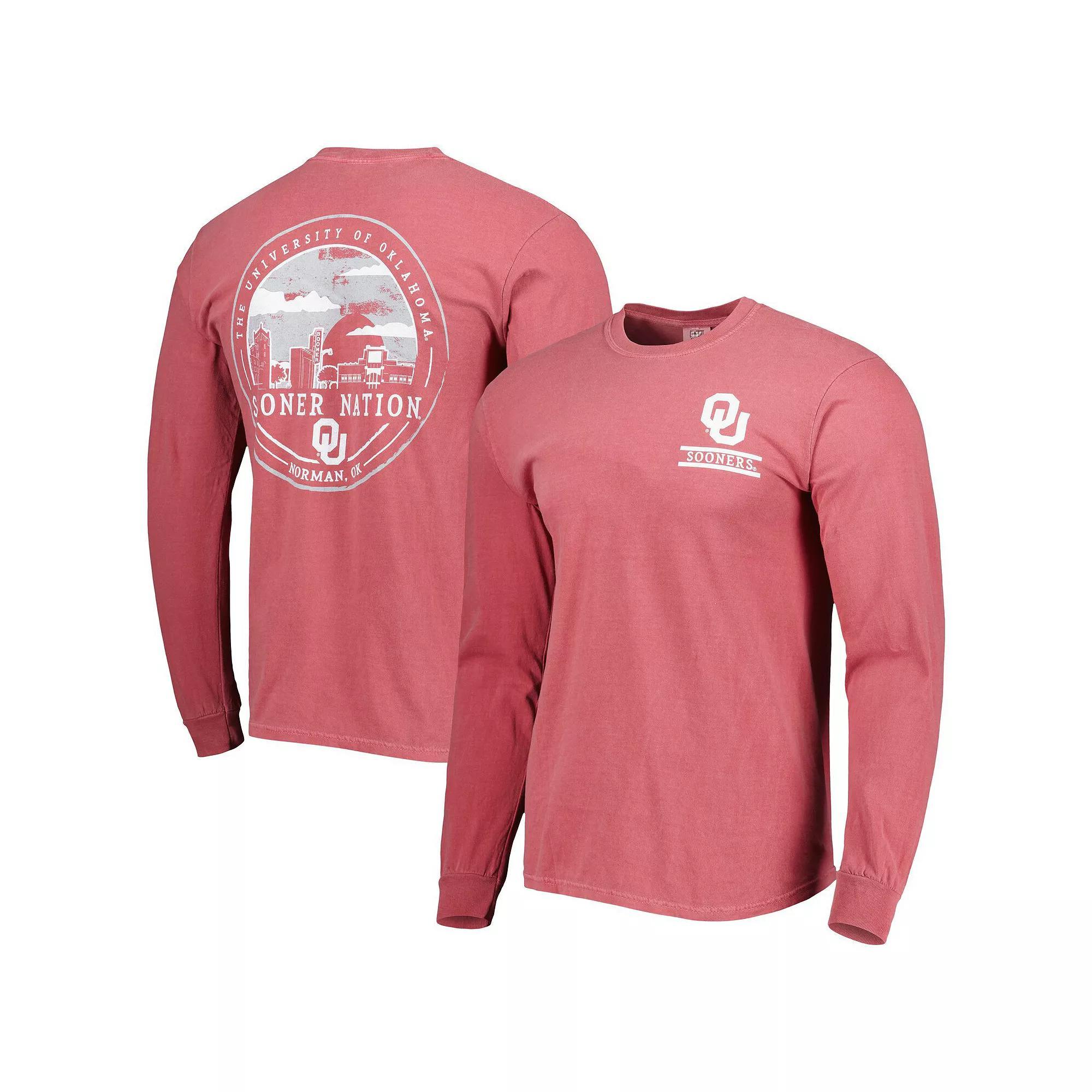 Mens Crimson Oklahoma Sooners Circle Campus Scene Long Sleeve T-Shirt Product Image