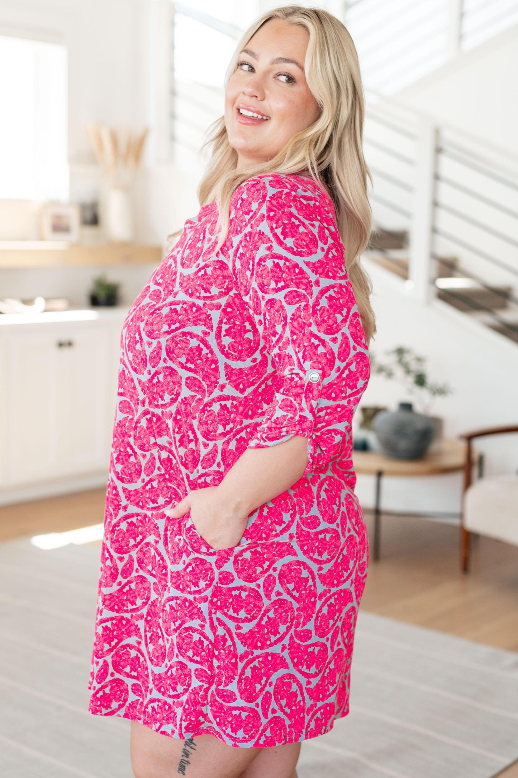 Lizzy Dress in Grey and Pink Paisley Product Image