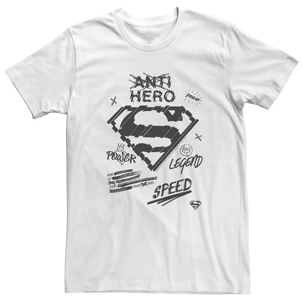 Big & Tall DC Comics Superman Sketched Chest Logo Tee, Men's, Size: 4XL Tall, White Product Image