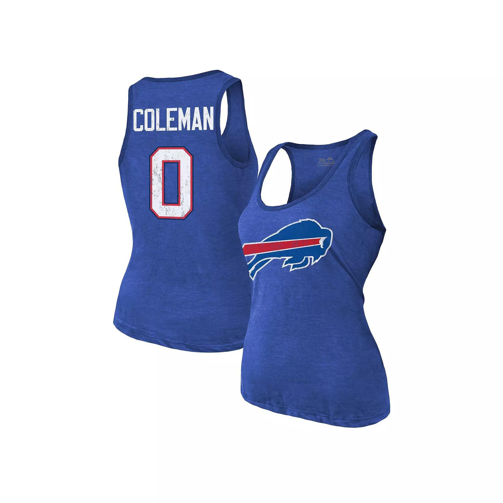 Women's Majestic Threads Keon Coleman Royal Buffalo Bills Name & Number Tri-Blend Scoop Neck Tank Top, Size: 2XL, Blue Product Image