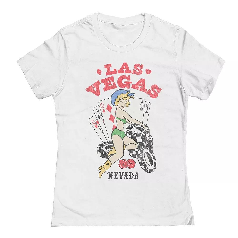 Junior's LAS Vegas NV Pinup Graphic Tee, Girl's, Size: Large, White Product Image