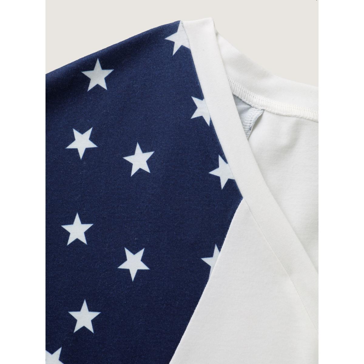 Plus Size American Flag Print V-Neck T-Shirt WhiteSmoke Women Contrast Country V-neck Everyday-Casual T-shirts BloomChic 22-24/3X Product Image