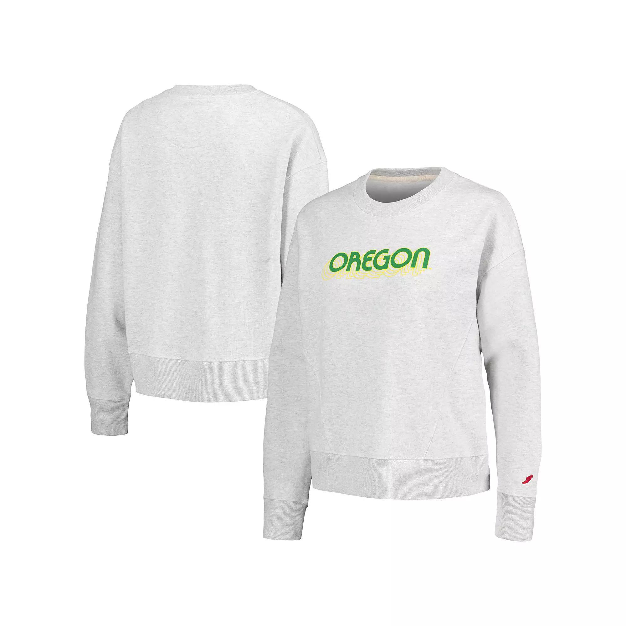 Women's League Collegiate Wear Ash Oregon Ducks Boxy Pullover Sweatshirt, Size: XL, Black Product Image