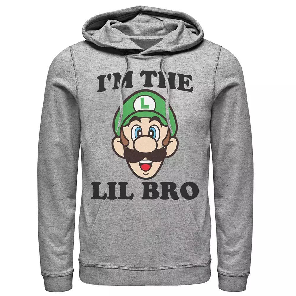 Mens Nintendo Super Mario Luigi Lil Bro Hoodie Athletic Grey Product Image