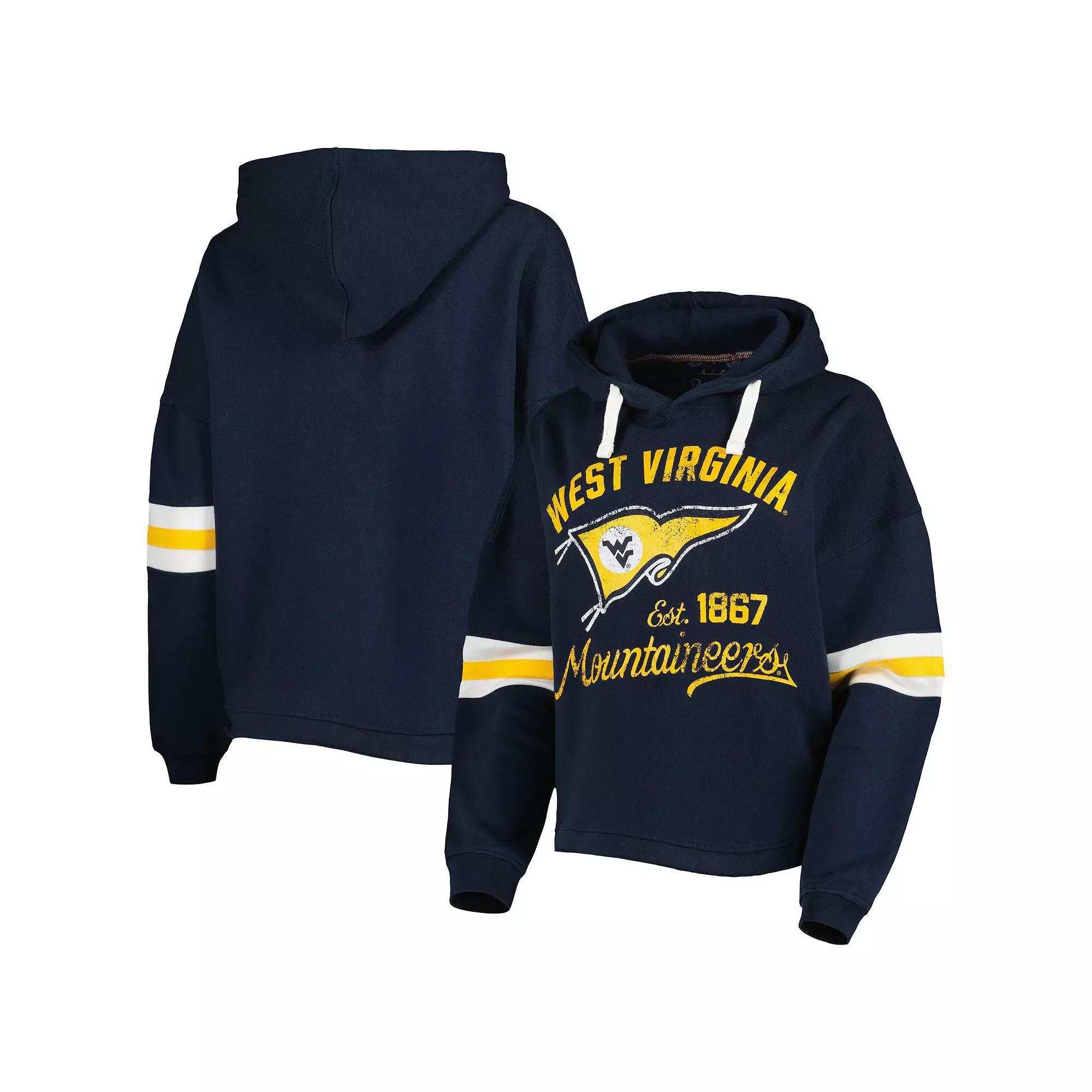 Women's Pressbox Navy West Virginia Mountaineers Super Pennant Pullover Hoodie, Size: Small, Blue Product Image