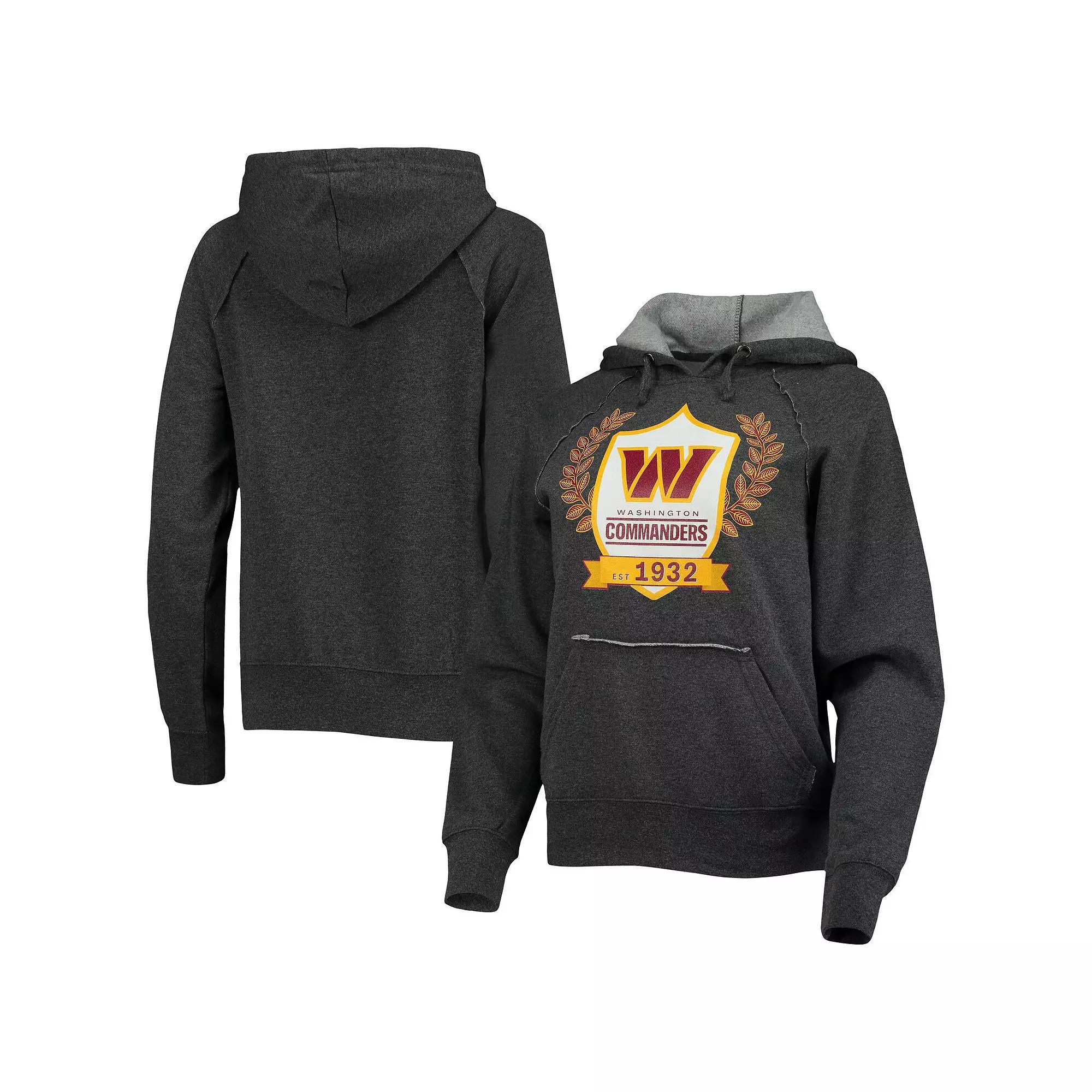 Womens New Era Heathered Charcoal Washington Commanders Raglan Pullover Hoodie Product Image