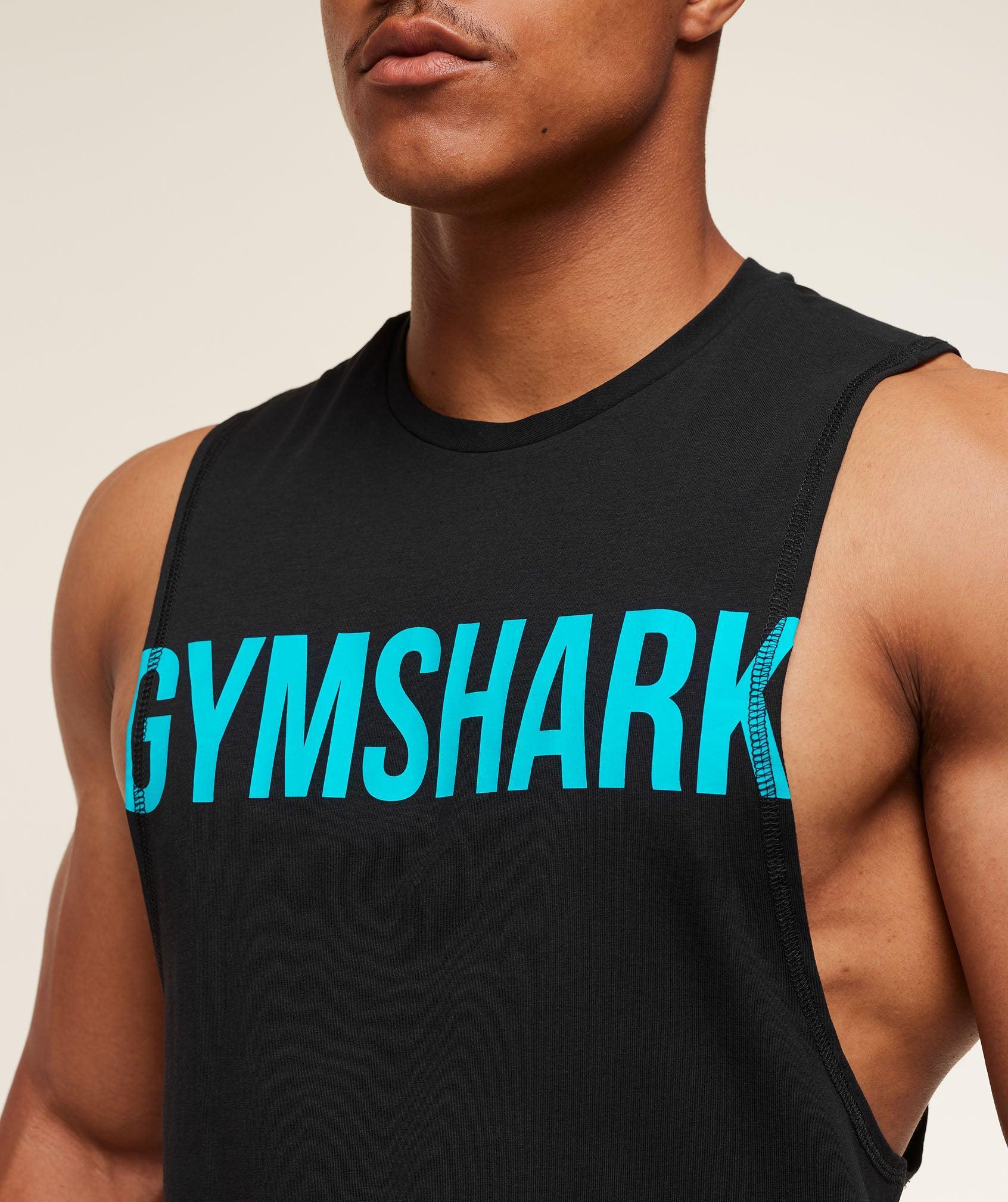 Gymshark Prime Drop Arm Tank - Black/Brand Blue Male Product Image