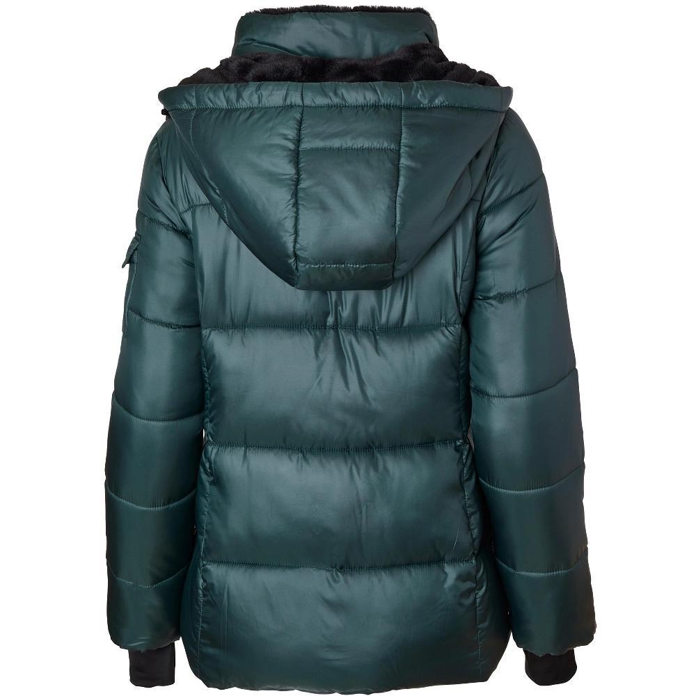 Sportoli Womens Winter Coat Hooded Plush Lined Quilted Warm Zip Up Puffer Jacket - Hunter Green (X-Large) Product Image