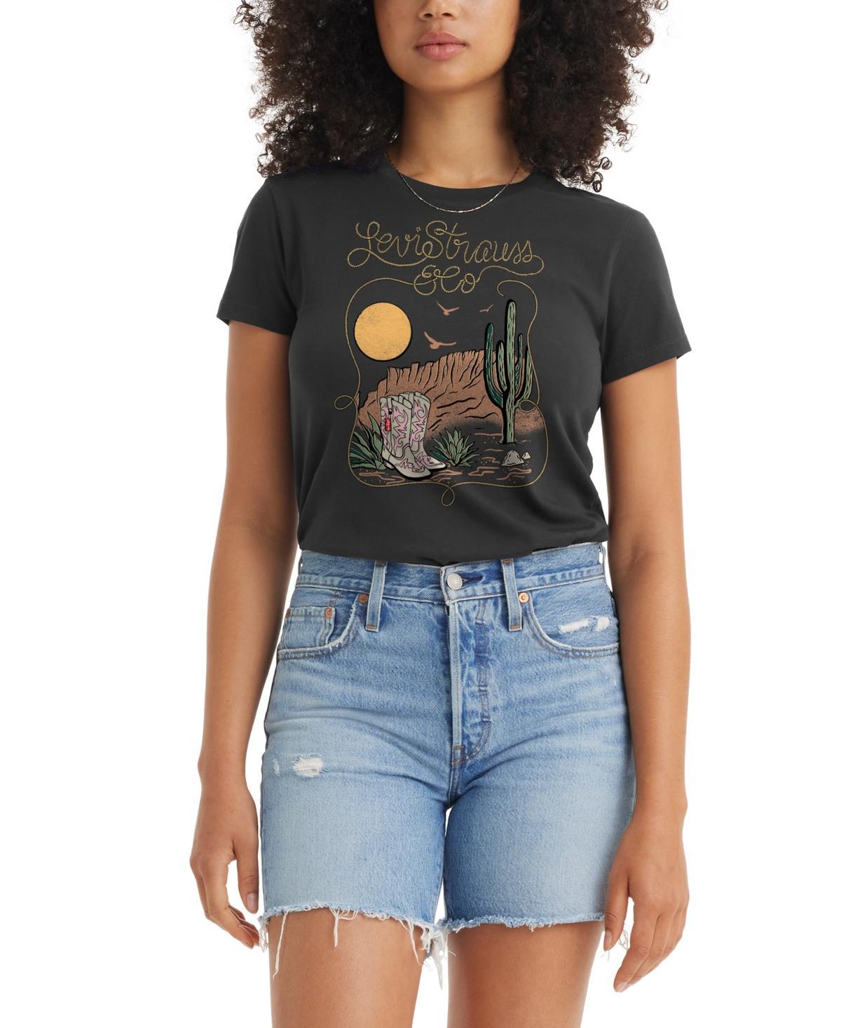 Women's Levi's® Logo Perfect Tee, Size: XS, Housemark Smokestack Product Image