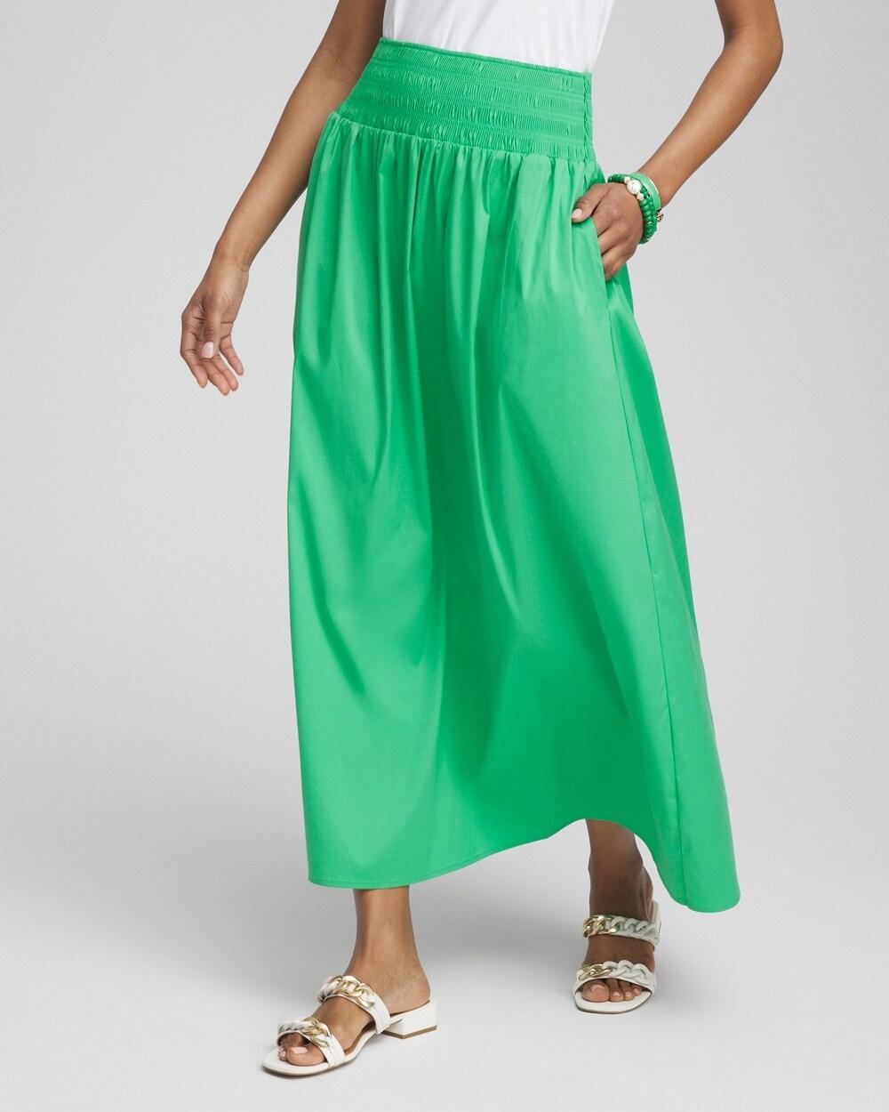 Petite Poplin Smocked Waist Maxi Skirt Product Image