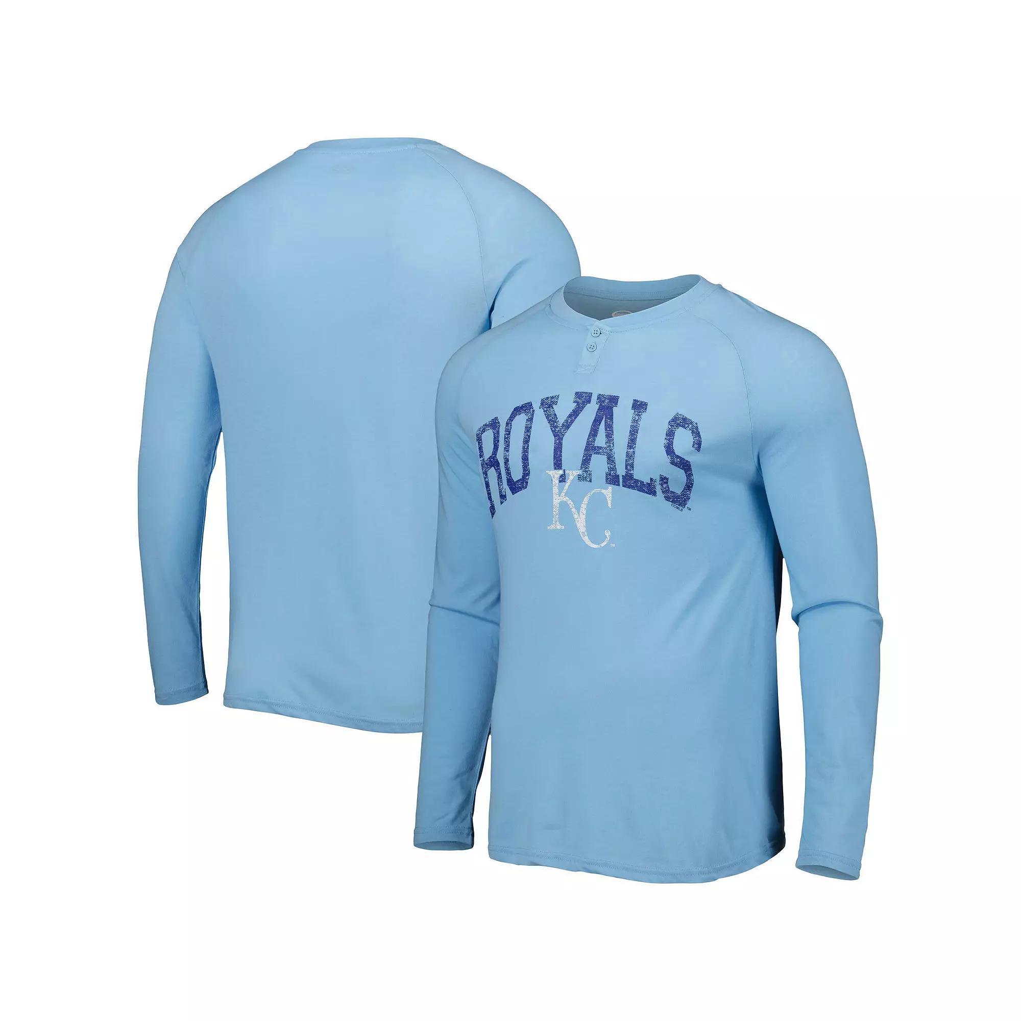 Mens Concepts Sport Blue Kansas City Royals Inertia Raglan Long Sleeve Henley T-Shirt Product Image