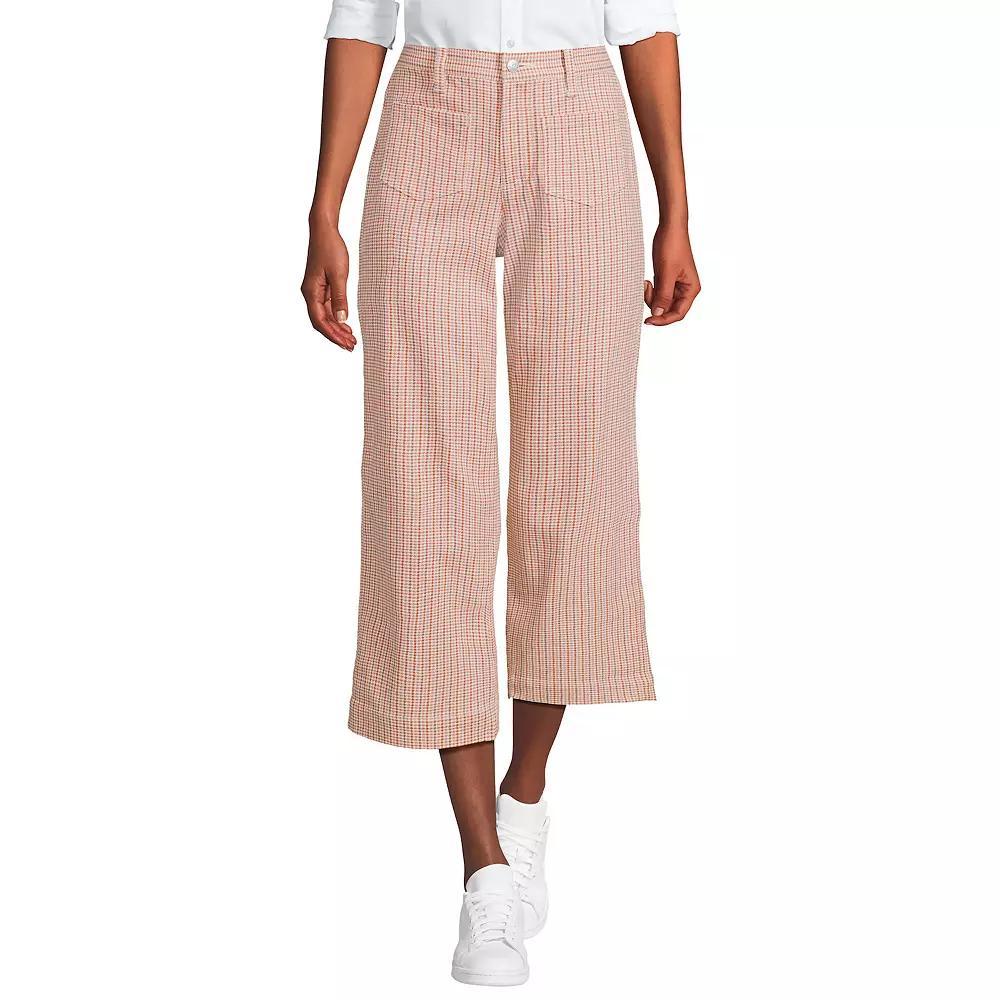 Women's Lands' End High-Rise Wide Leg Crop Pants, Size: 4, Red Houndsto Product Image