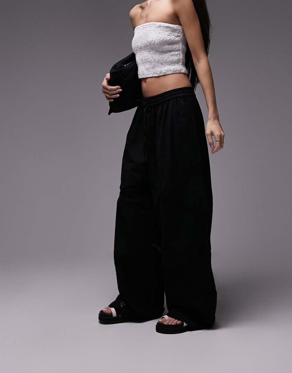 Topshop broderie shirred bandeau top in white - part of a set Product Image