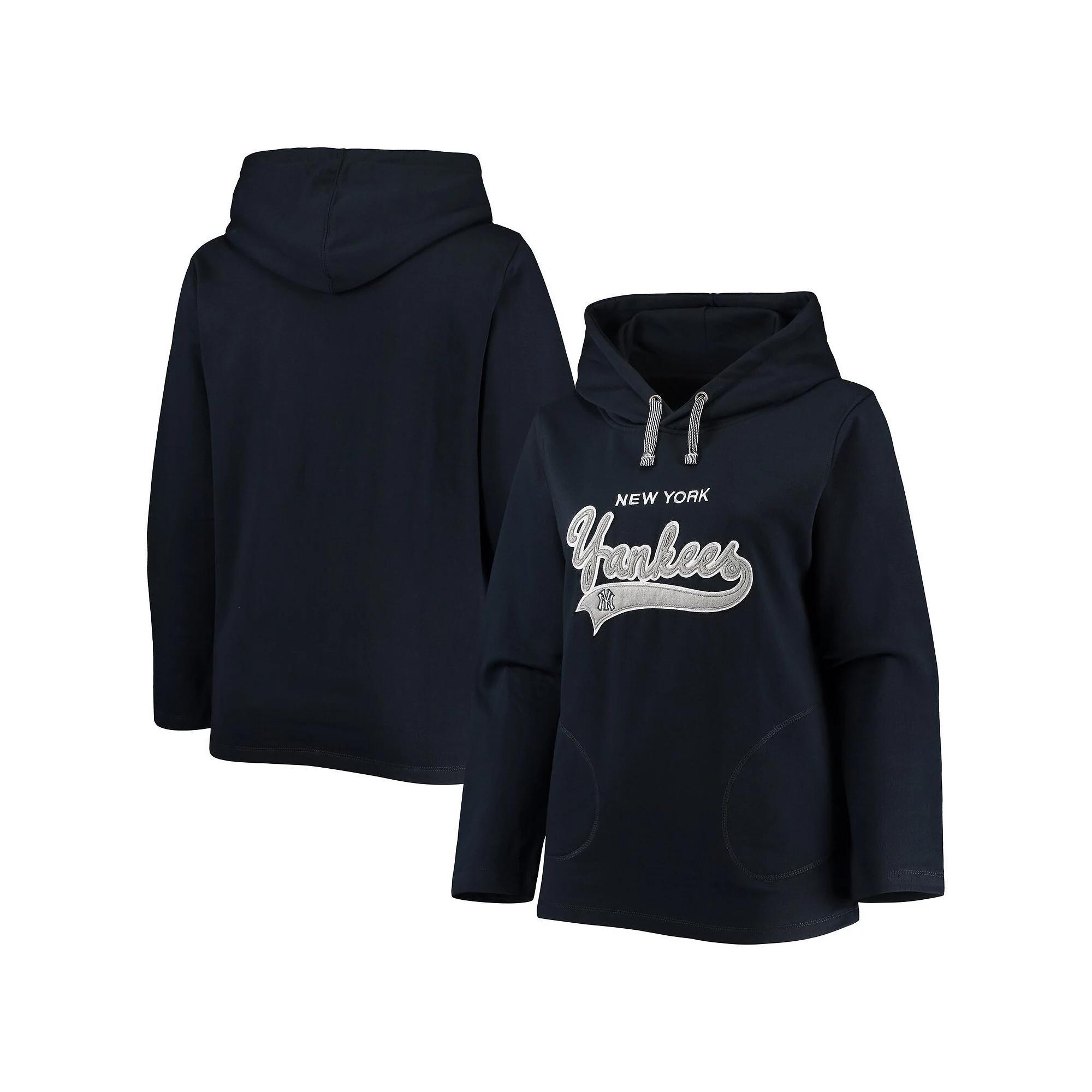 Women's Soft as a Grape Navy New York Yankees Plus Size Side Split Pullover Hoodie, Size: 3XL, Blue Product Image