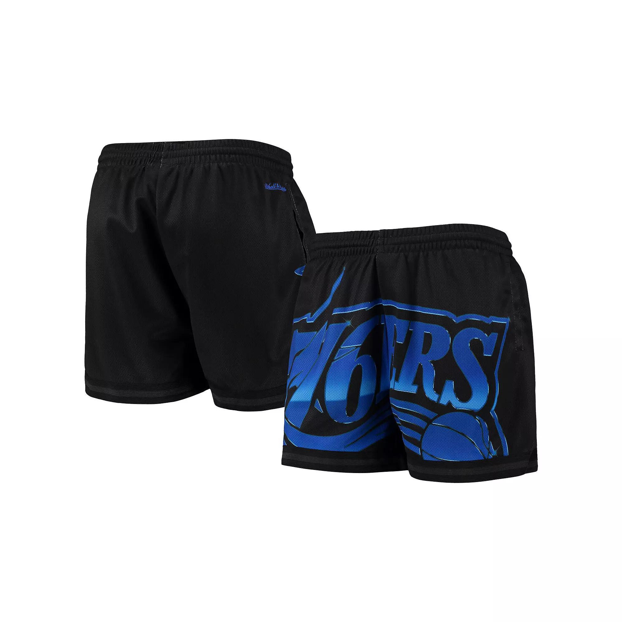 Womens Mitchell & Ness Black Philadelphia 76ers Big Face 4.0 Mesh Shorts Product Image