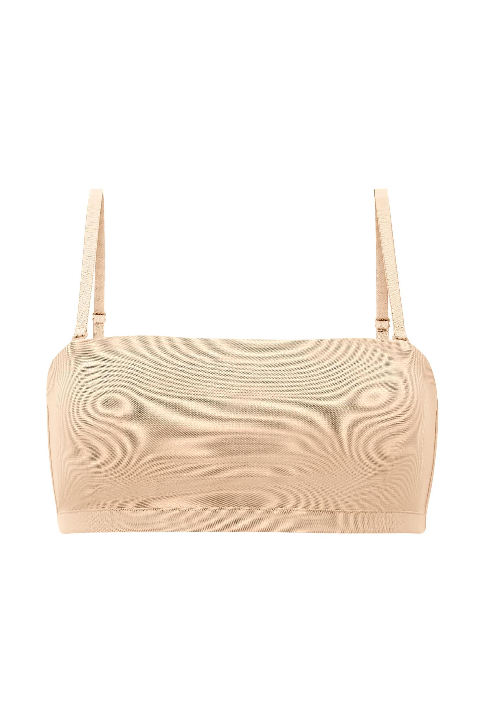 Soft Mesh Bandeau Bra in Beige Product Image