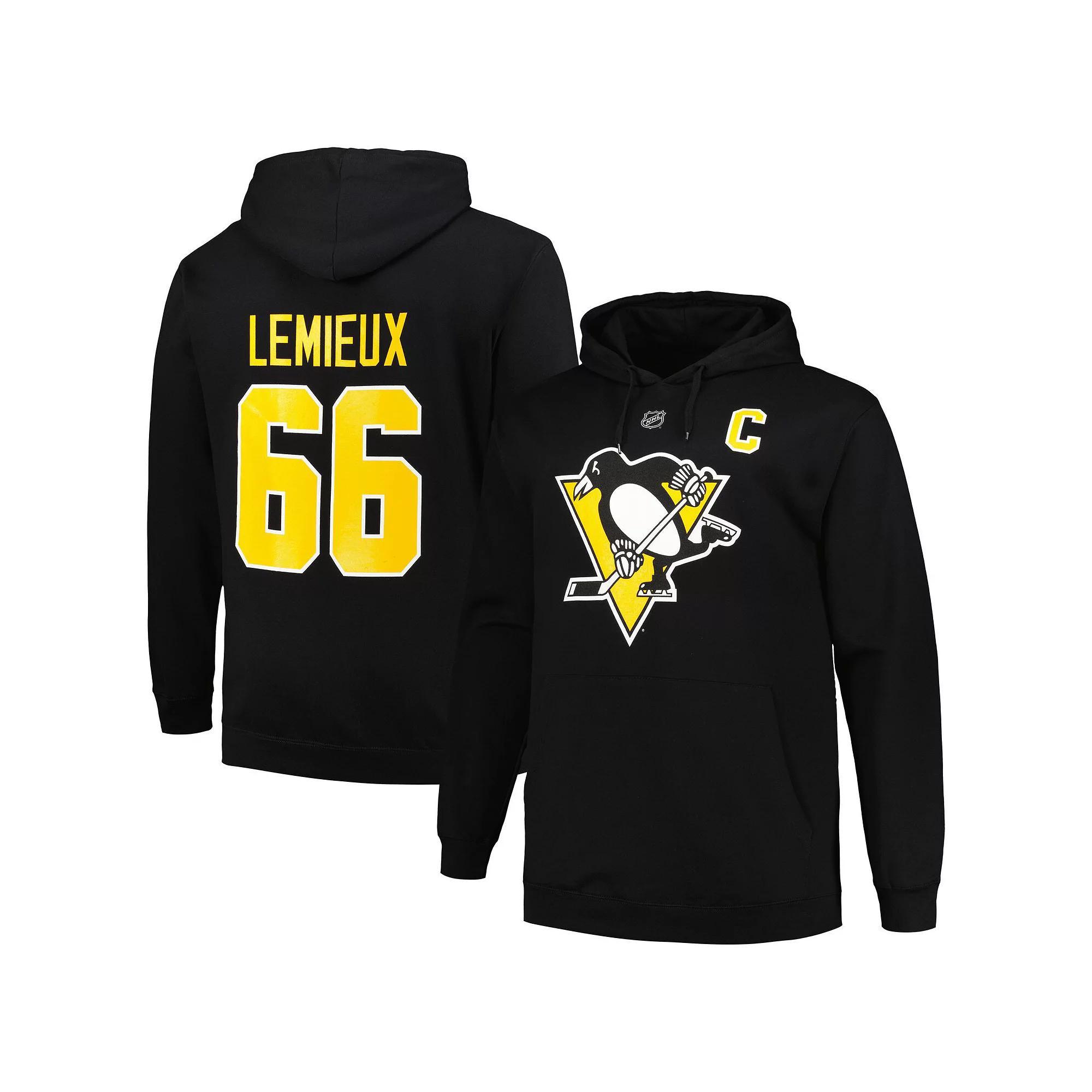 Men's Mitchell & Ness Mario Lemieux Black Pittsburgh Penguins Name & Number Pullover Hoodie, Size: 2XLT Product Image