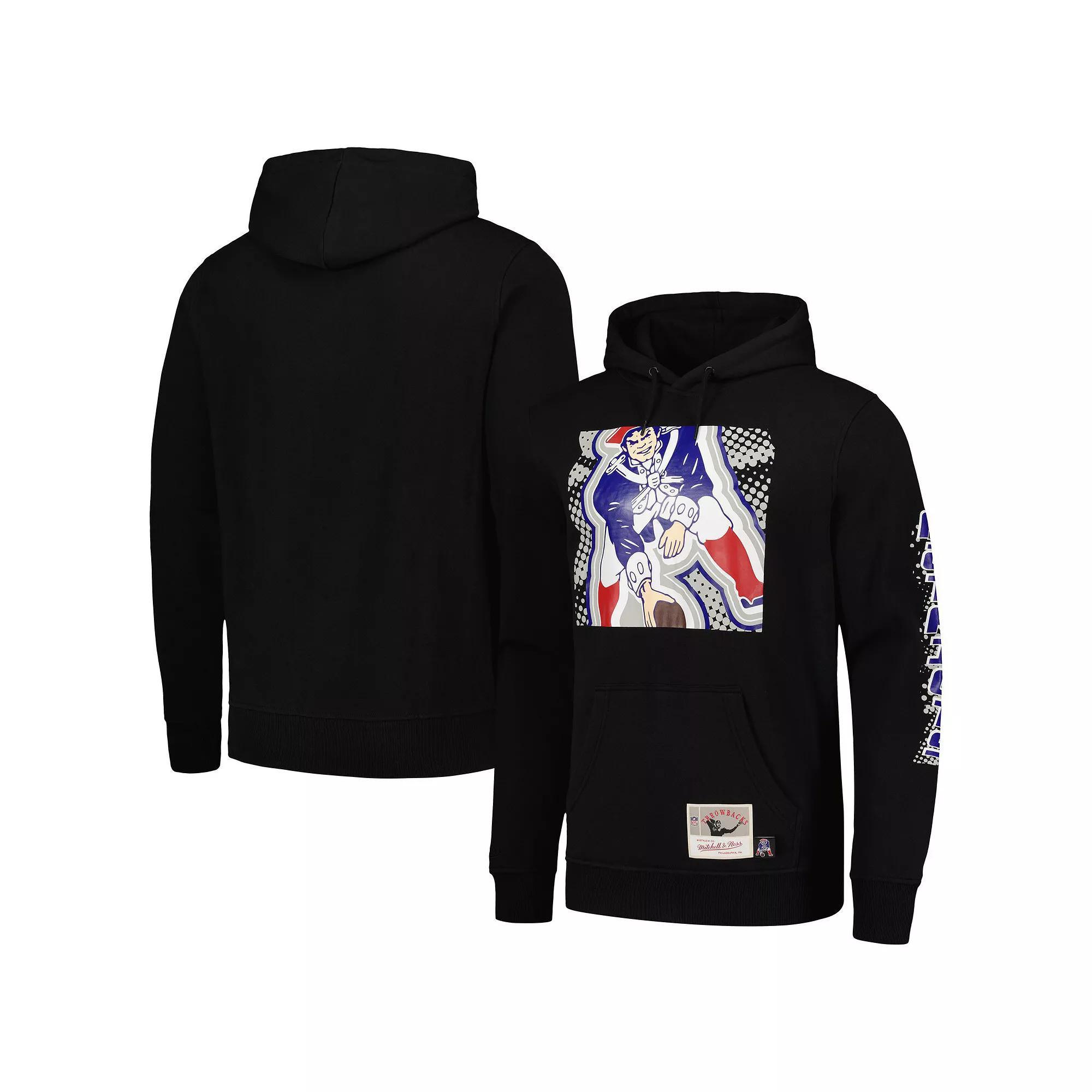 Men's Mitchell & Ness Black New England Patriots Gridiron Classics Big Face 7.0 Pullover Hoodie, Size: Medium Product Image