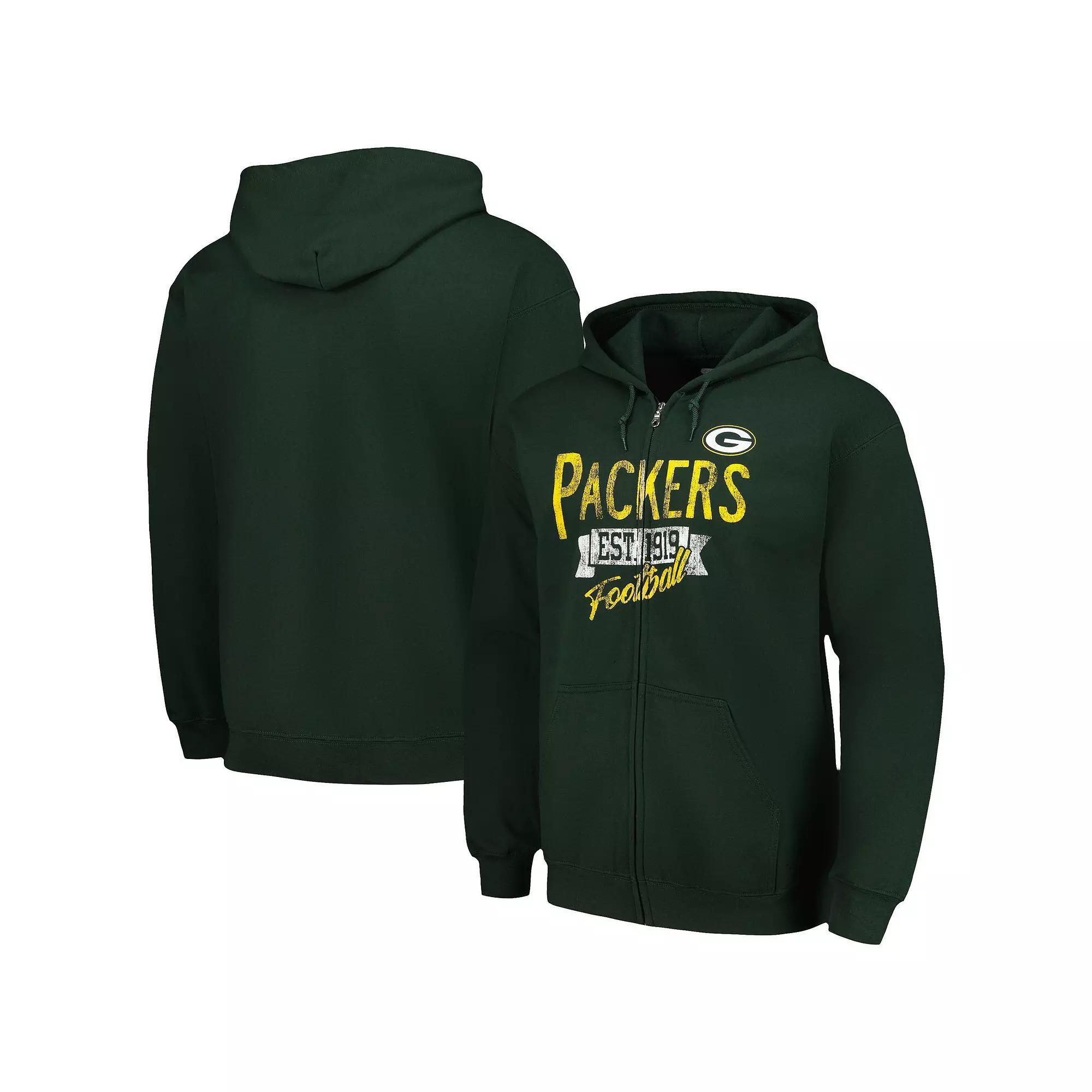Men's Starter Green Green Bay Packers Domestic Post Season Full-Zip Hoodie, Size: 2XL Product Image