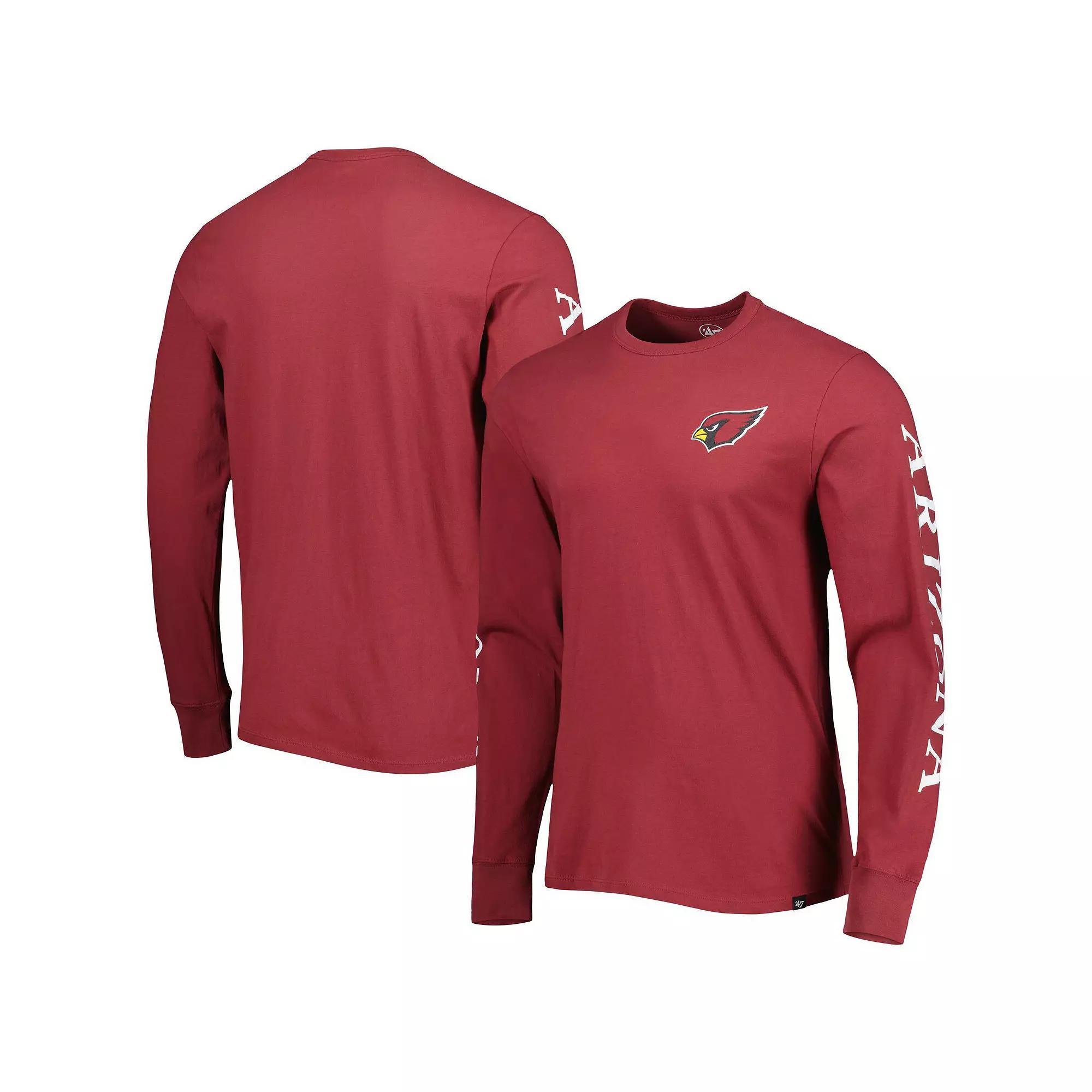 Men's '47 Cardinal Arizona Cardinals Triple Threat Franklin Long Sleeve T-Shirt, Size: Medium, Red Product Image