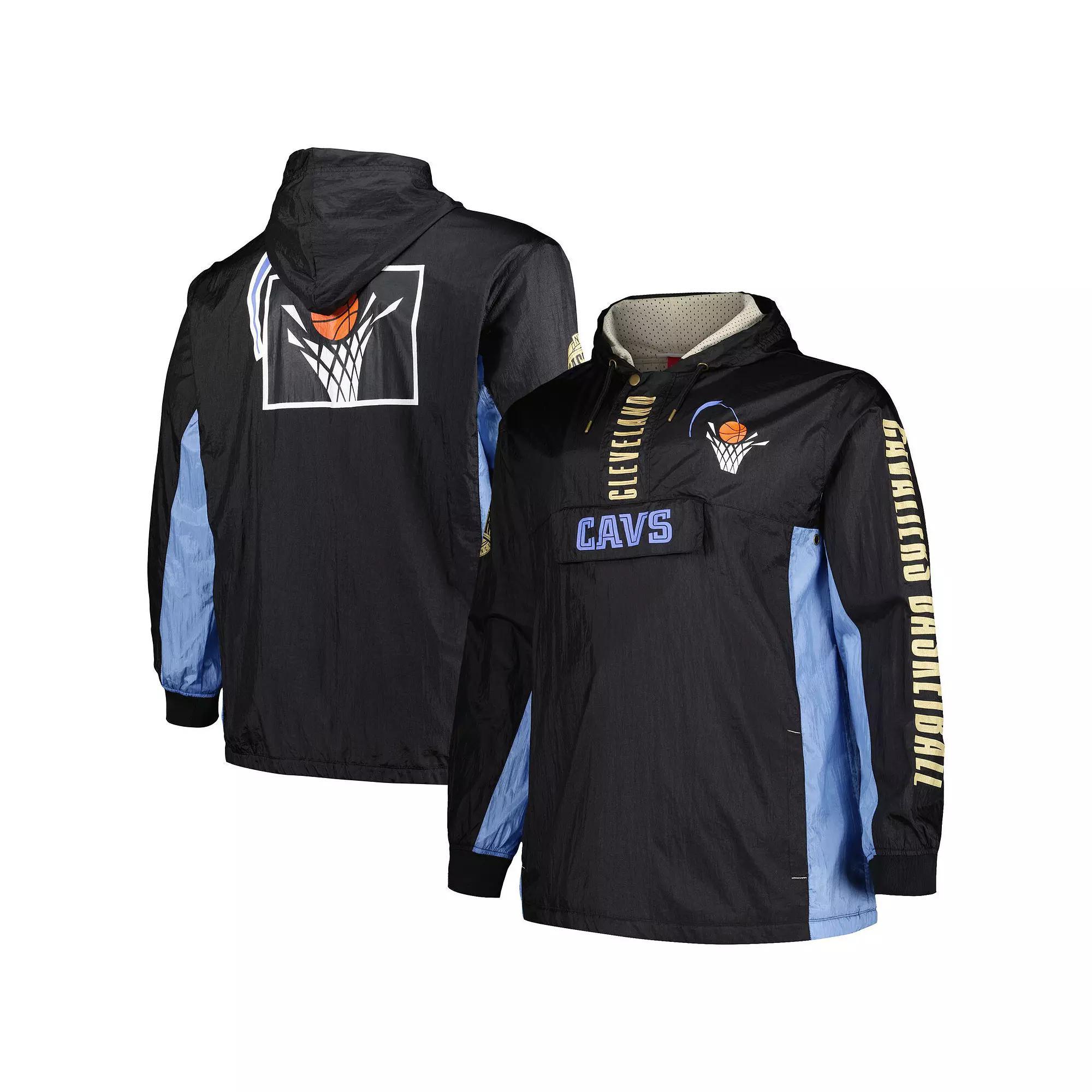 Men's Mitchell & Ness Black Cleveland Cavaliers Big & Tall Hardwood Classics Team OG 2.0 Anorak Hoodie Quarter-Zip Windbreaker Jacket, Size: 2XB Product Image