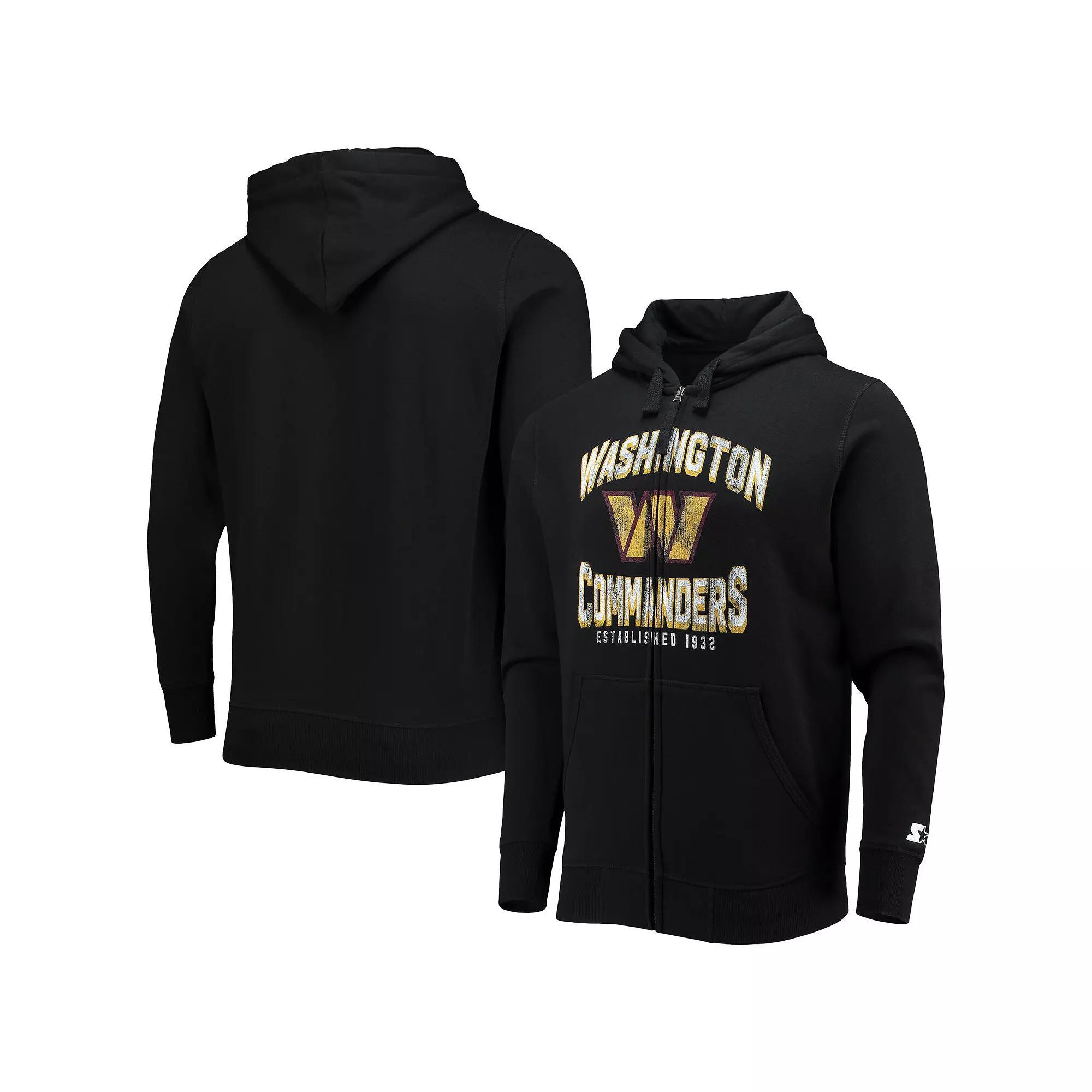 Men's Starter Black Washington Commanders Post-Season Full-Zip Hoodie, Size: 2XL, Wft Black Product Image