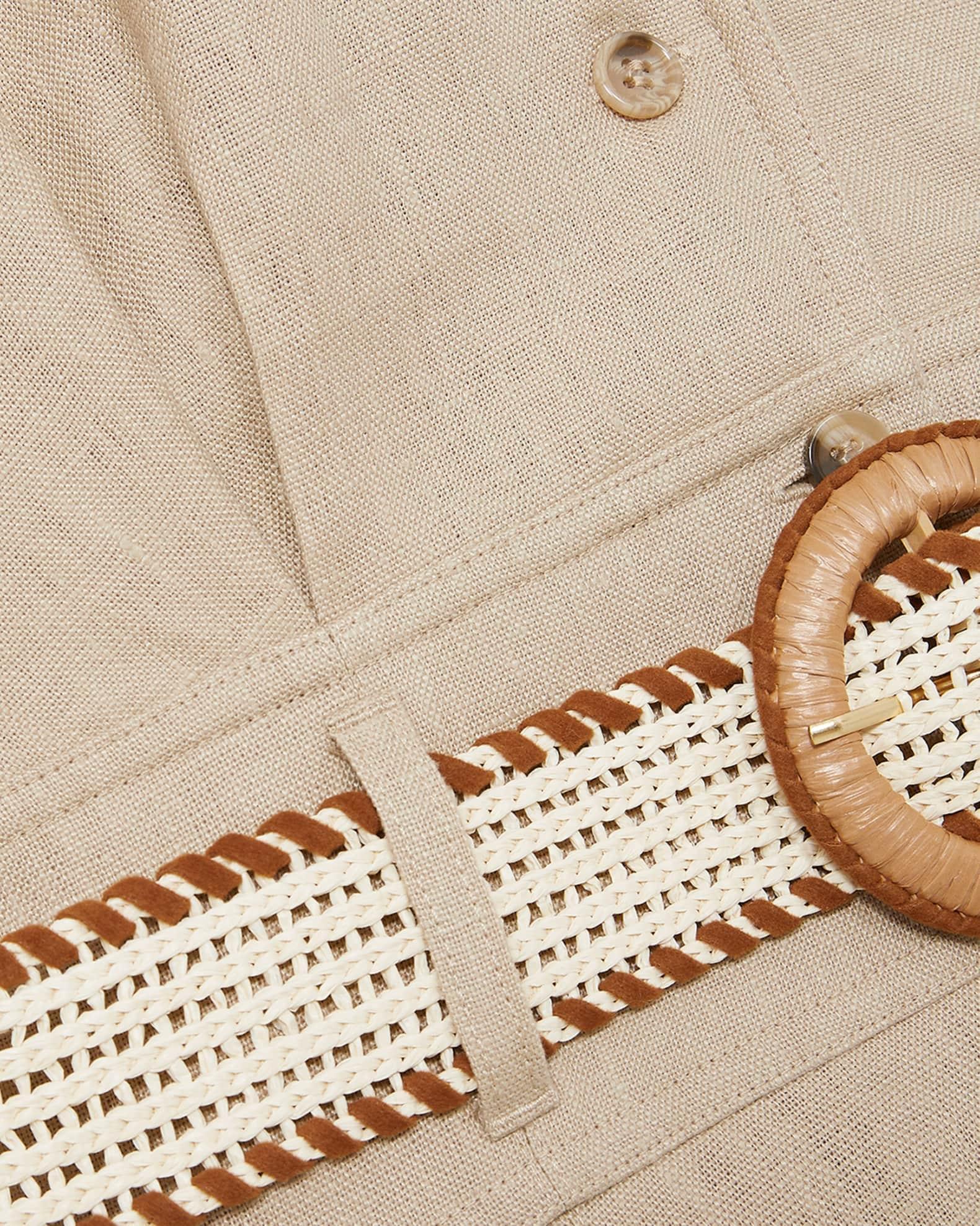 Annie Pleated Button-Down Linen Midi Dress Product Image