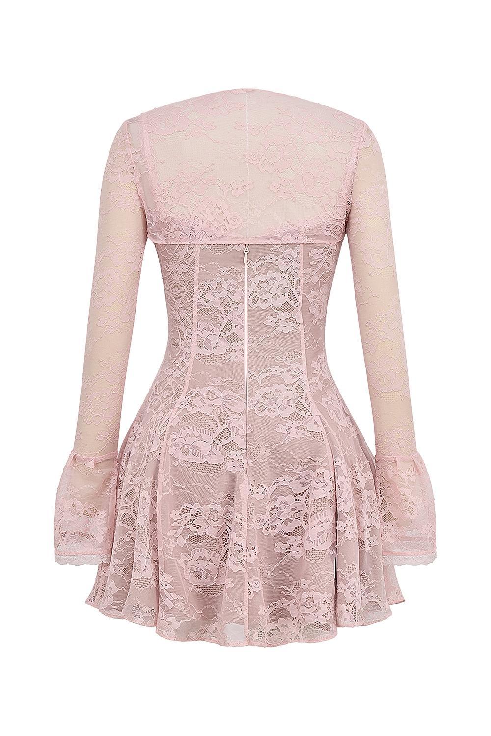 Alice Perfectly Pink Lace Mini Dress Product Image