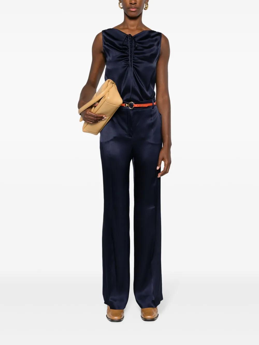 ALBERTA FERRETTI Gathered Satin Blouse In Black Product Image