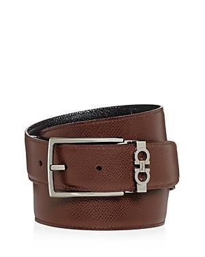 FERRAGAMO Salvatore  Men's Gancini Keeper Reversible Leather Belt In Black/brown Product Image