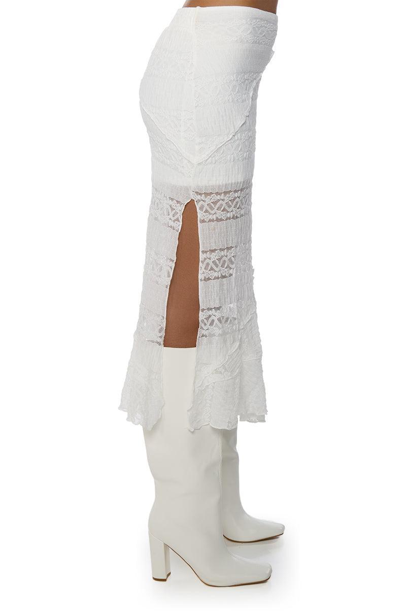 EMELIA LACE TRIM TIERED MIDI SKIRT Product Image