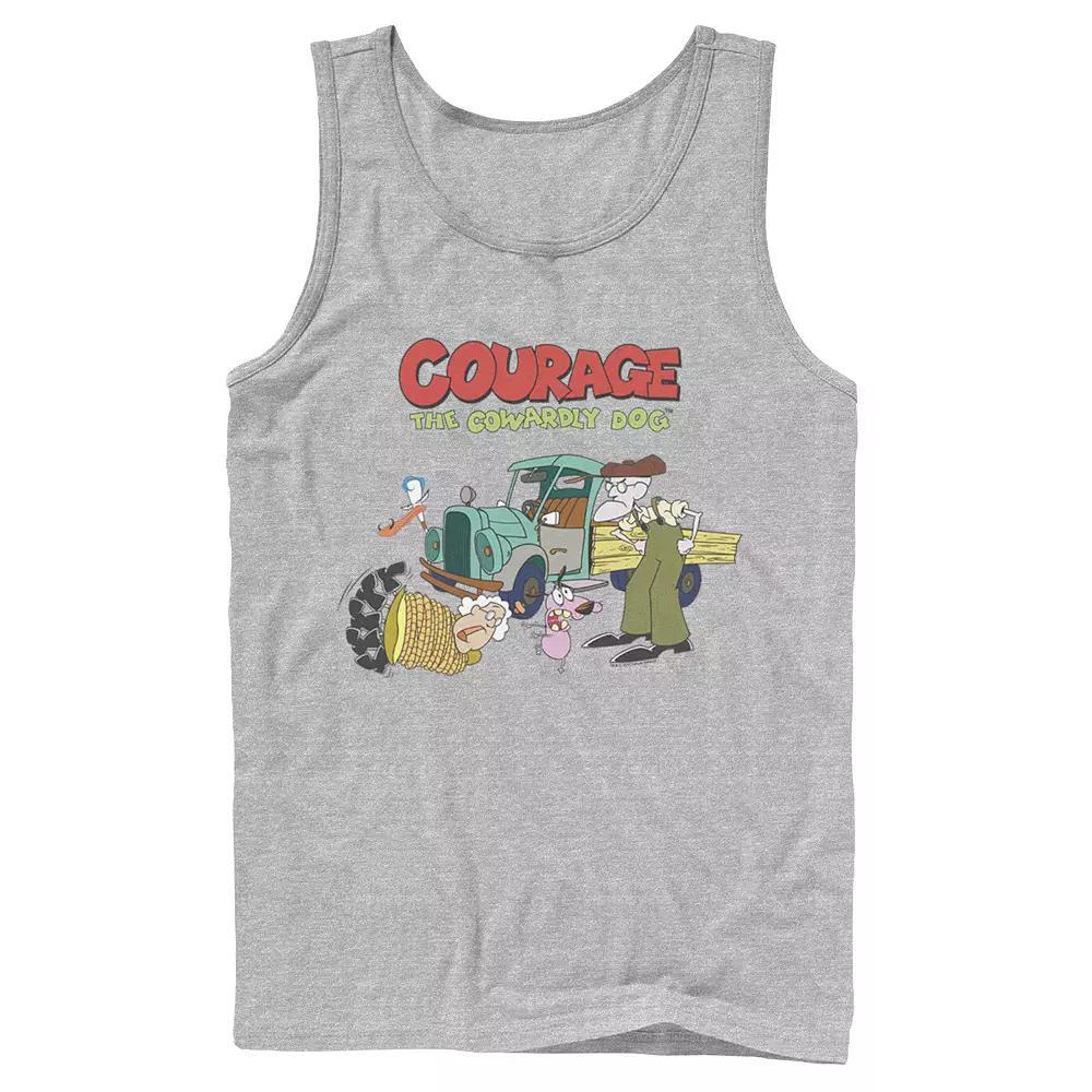 Men's Courage The Cowardly Dog Scene Logo Tank Top, Size: Large, Athletic Grey Product Image
