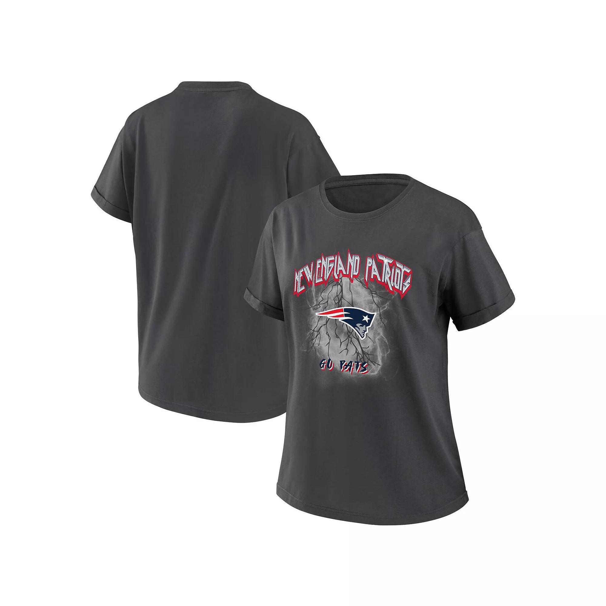Women's WEAR by Erin Andrews Charcoal Las Vegas Raiders Boyfriend T-Shirt, Size: Small, Lvr Charco Product Image