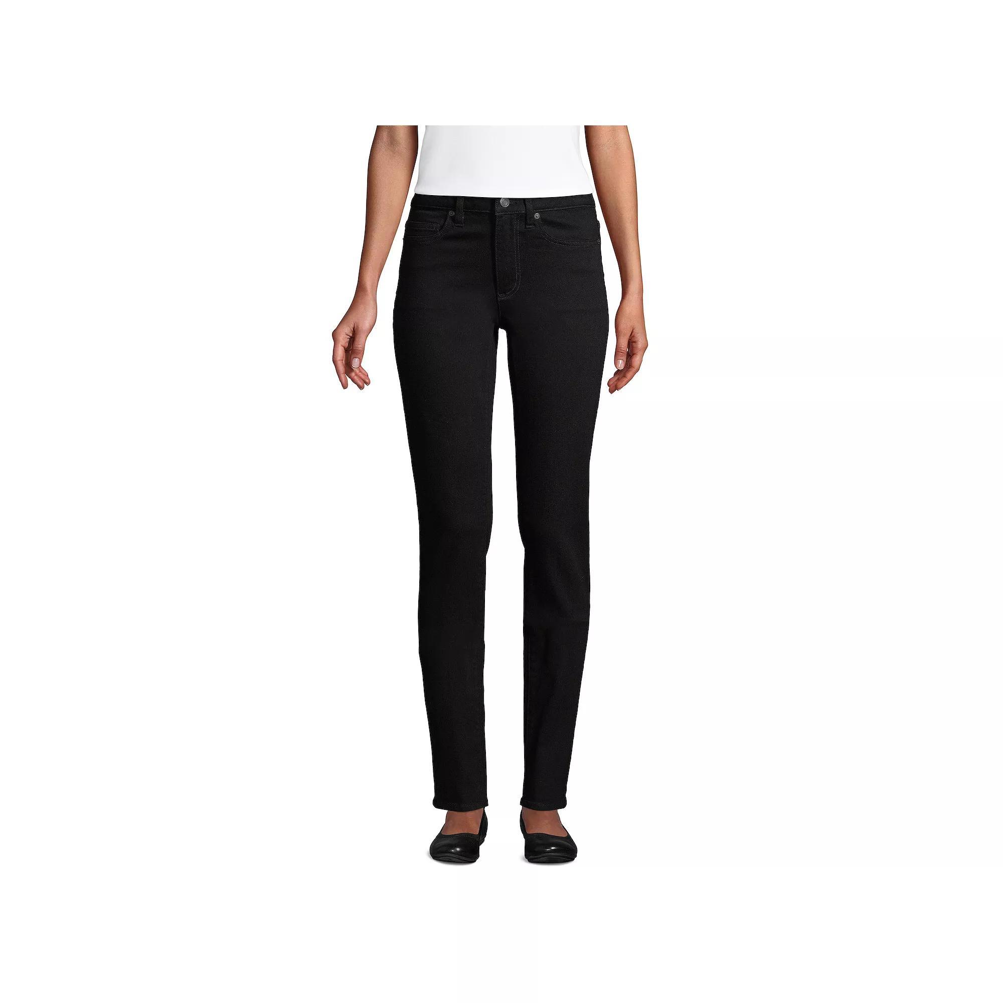 Women's Tall Lands' End Midrise Straight-Leg Jeans, Size: 12X32, Black Product Image