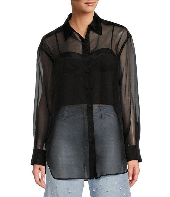 Antonio Melani Priscilla Organza Sheer Long Sleeve Button Front Blouse Product Image