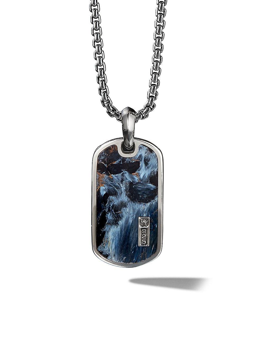 David Yurman Mens Streamline Beveled Tag in Sterling Silver with Pietersite, 35mm Product Image