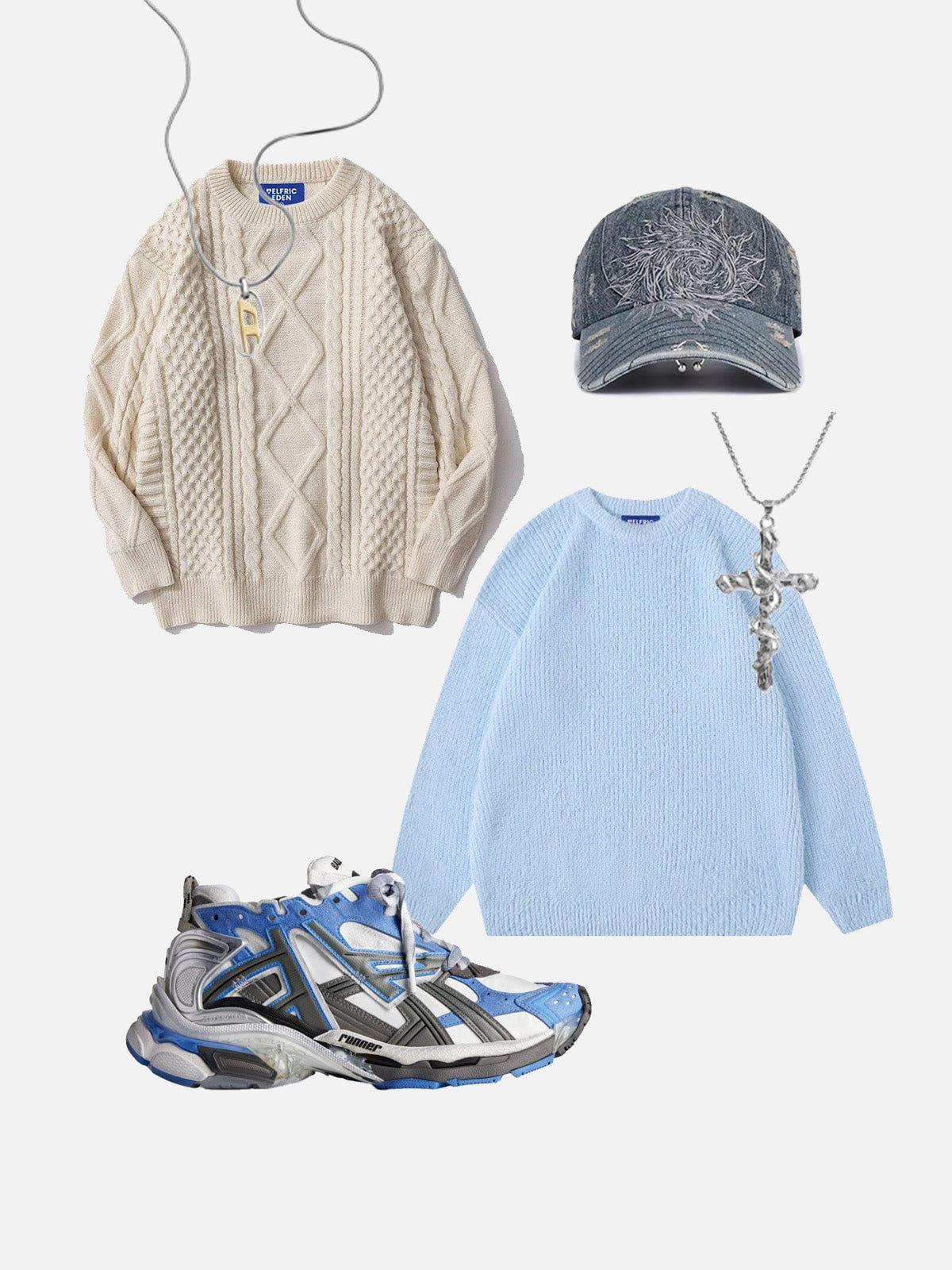 Aelfric Eden Retro 90s Cable-Knit Sweater Product Image
