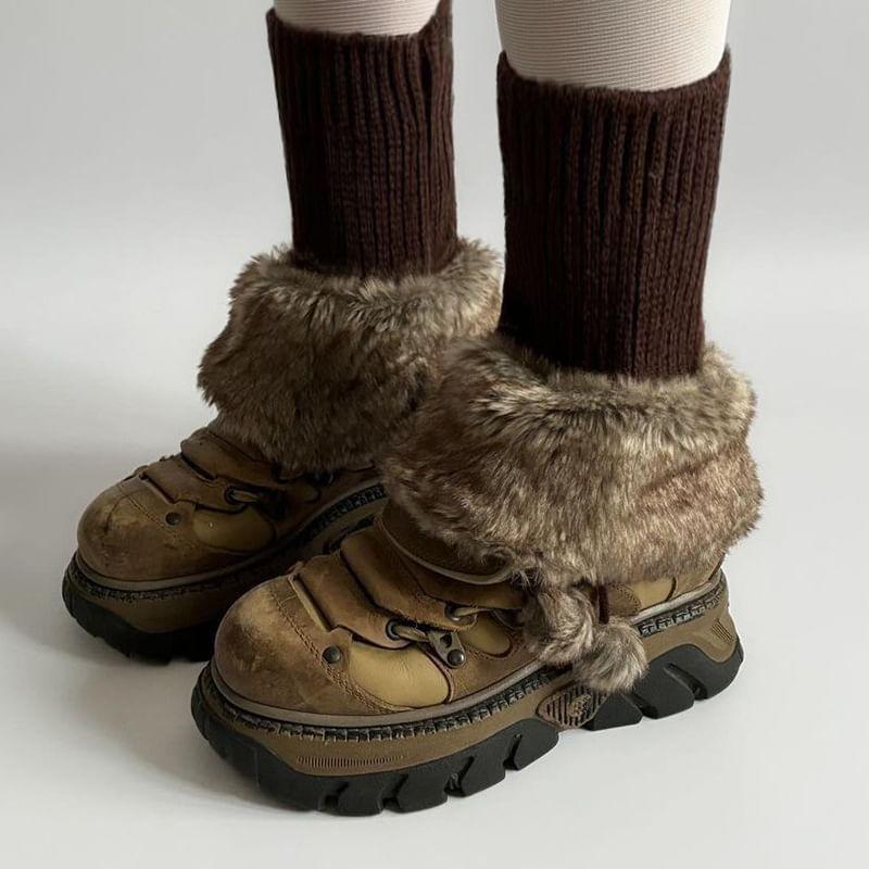 Plain Ribbed Knit Leg Warmers Product Image