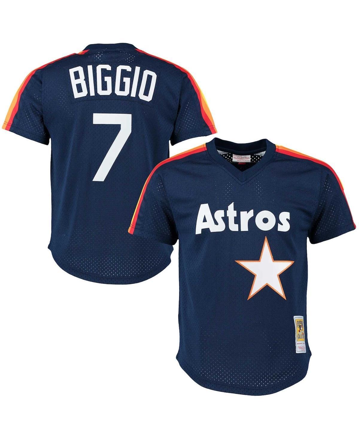 Mens Mitchell & Ness Craig Biggio Houston Astros 1991 Cooperstown Collection Mesh Pullover Jersey Blue Product Image