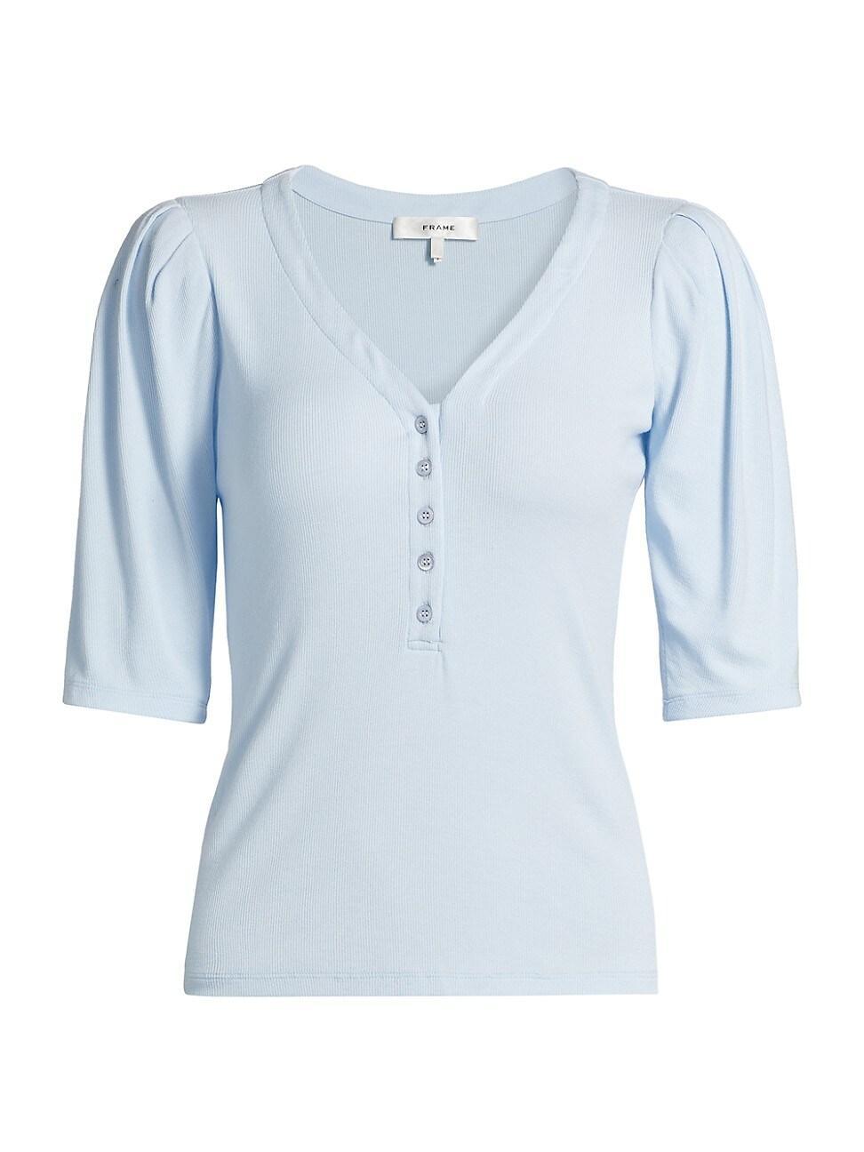 Womens Ruched Short-Sleeve Henley Top Product Image