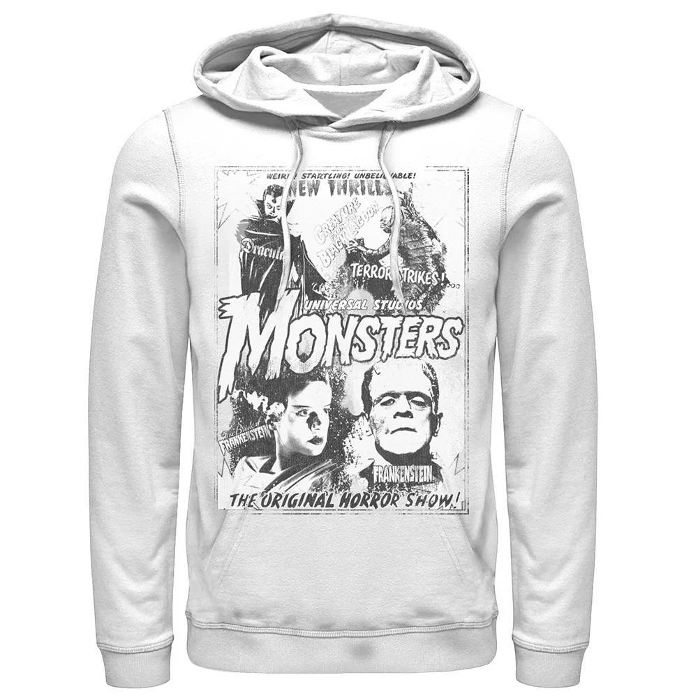 Men's Universal Monsters Collage Movie Poster Hoodie, Size: Large, White Product Image