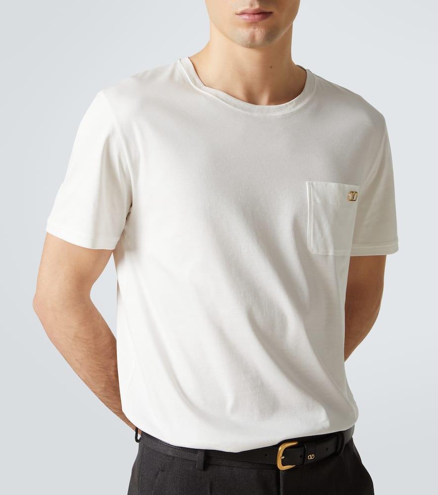 VALENTINO T-shirt Vlogo Signature Aus Baumwoll-jersey In Weiss Product Image