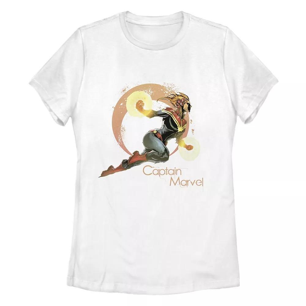 Juniors' Marvel Retro Captain Marvel Circle Tee, Girl's, Size: XL, White Product Image