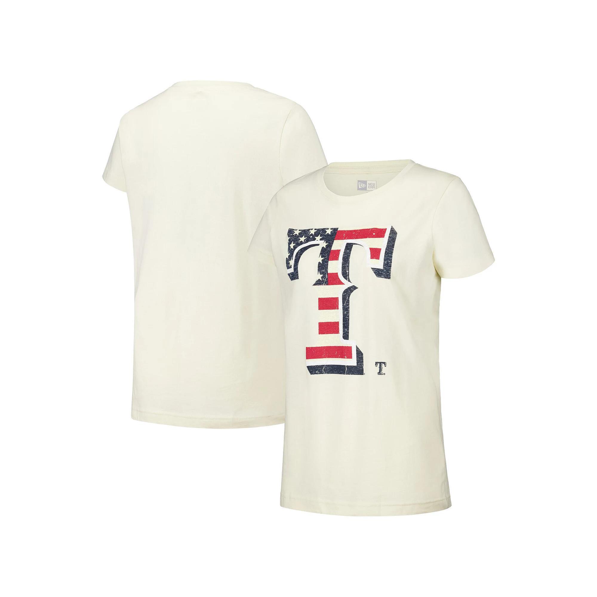 Women's New Era Cream Texas Rangers Vintage T-Shirt, Size: Small, Beige Product Image