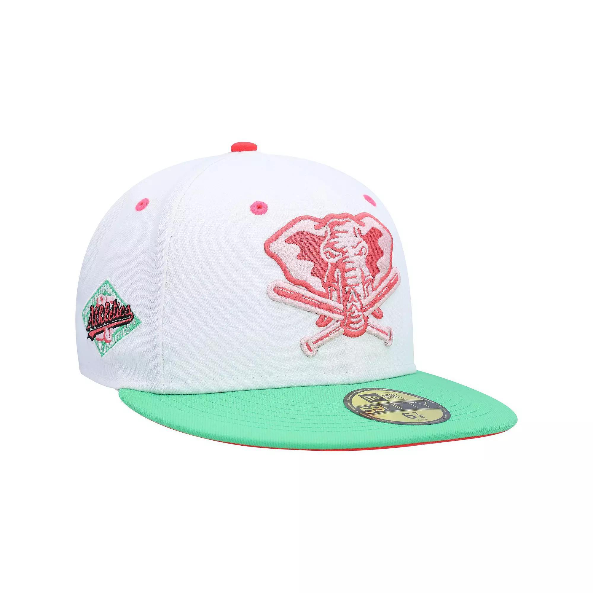 Men's New Era White/Green Oakland Athletics Alternate Logo Watermelon Lolli 59FIFTY Fitted Hat, Size: 7 5/8 Product Image