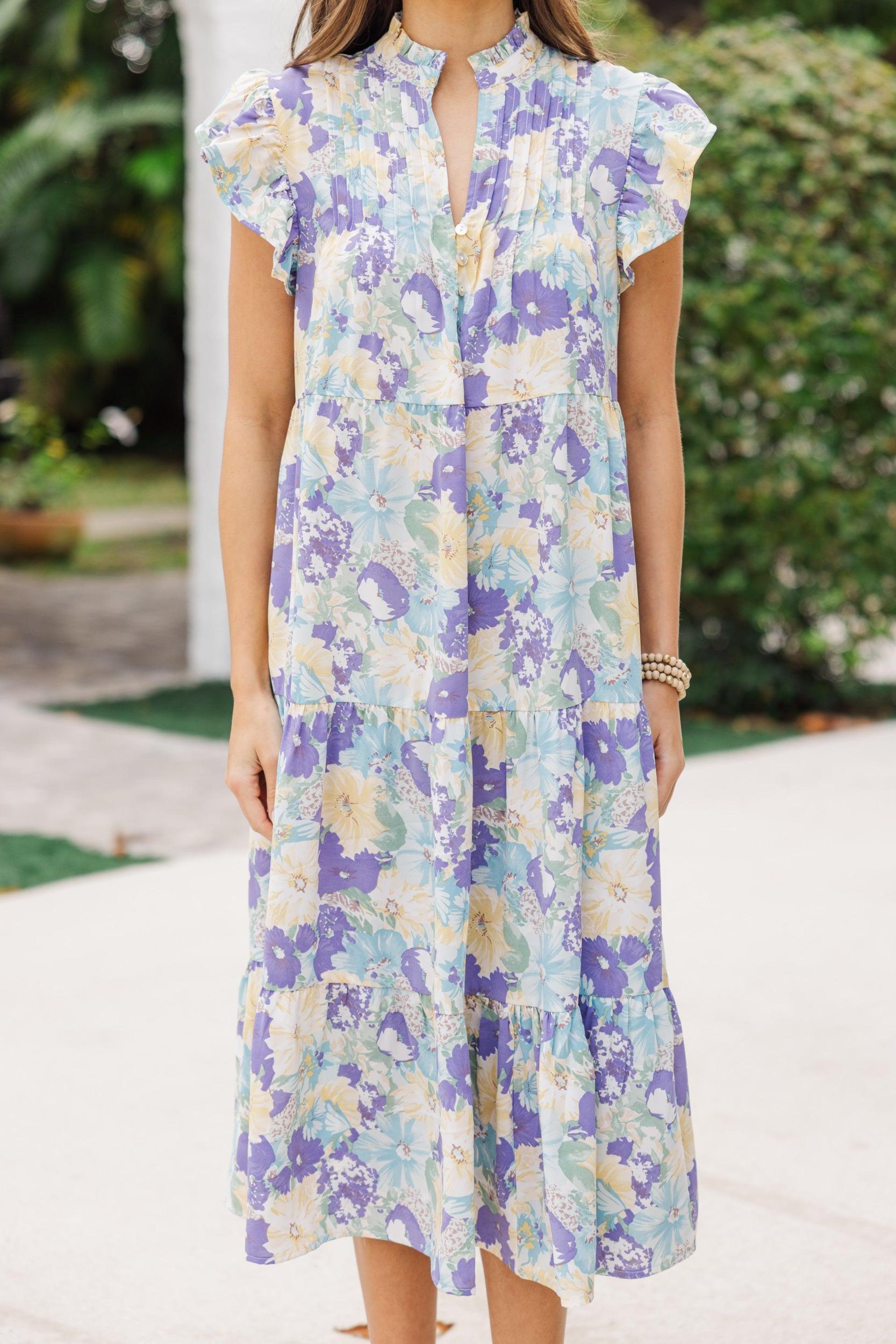 Real Love Yellow Floral Midi Dress Female Product Image