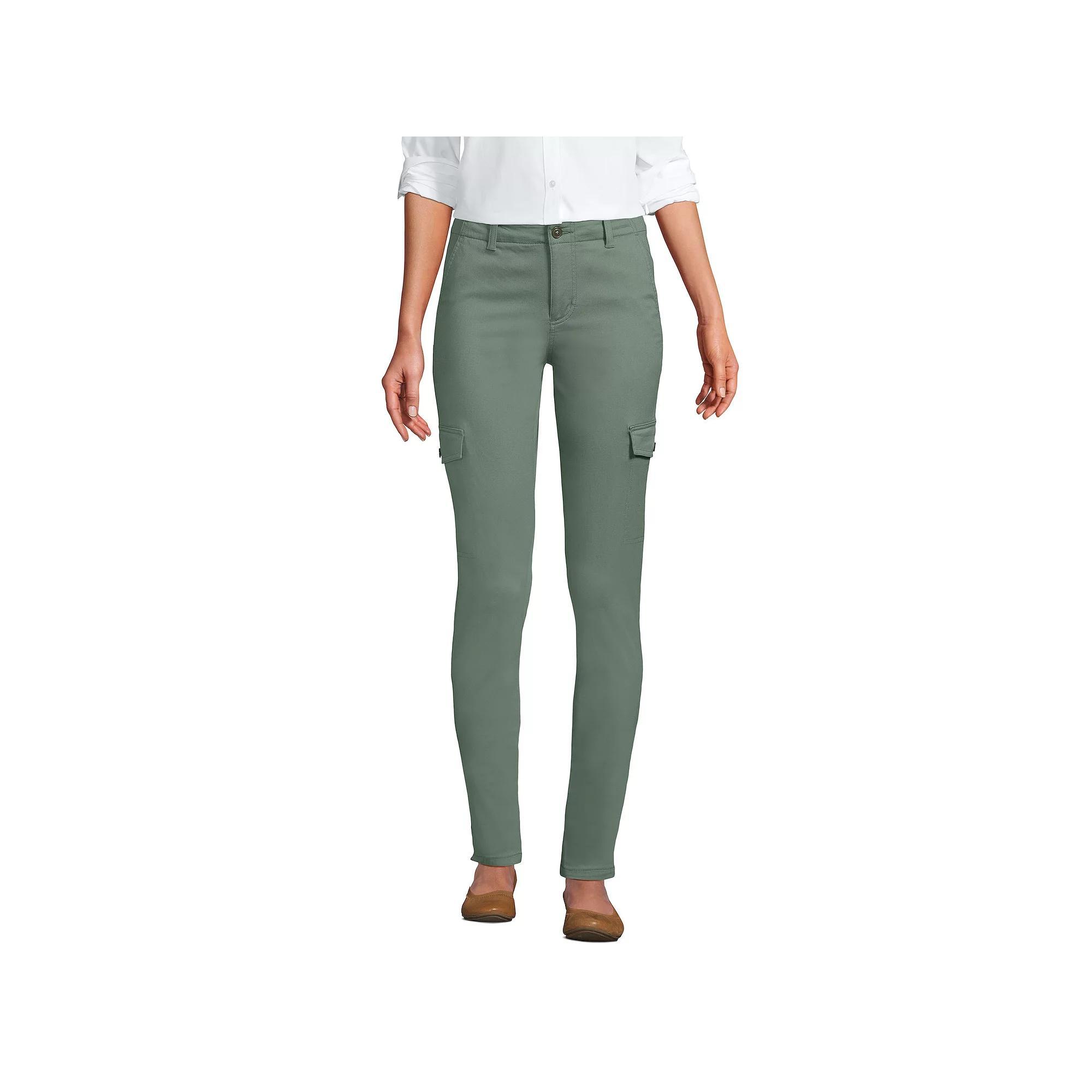 Womens Lands End Mid Rise Slim Cargo Chino Pants Product Image